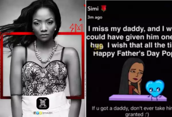 Singer Simi: ‘If You Have A Dad, Don’t Ever Take Him For Granted’